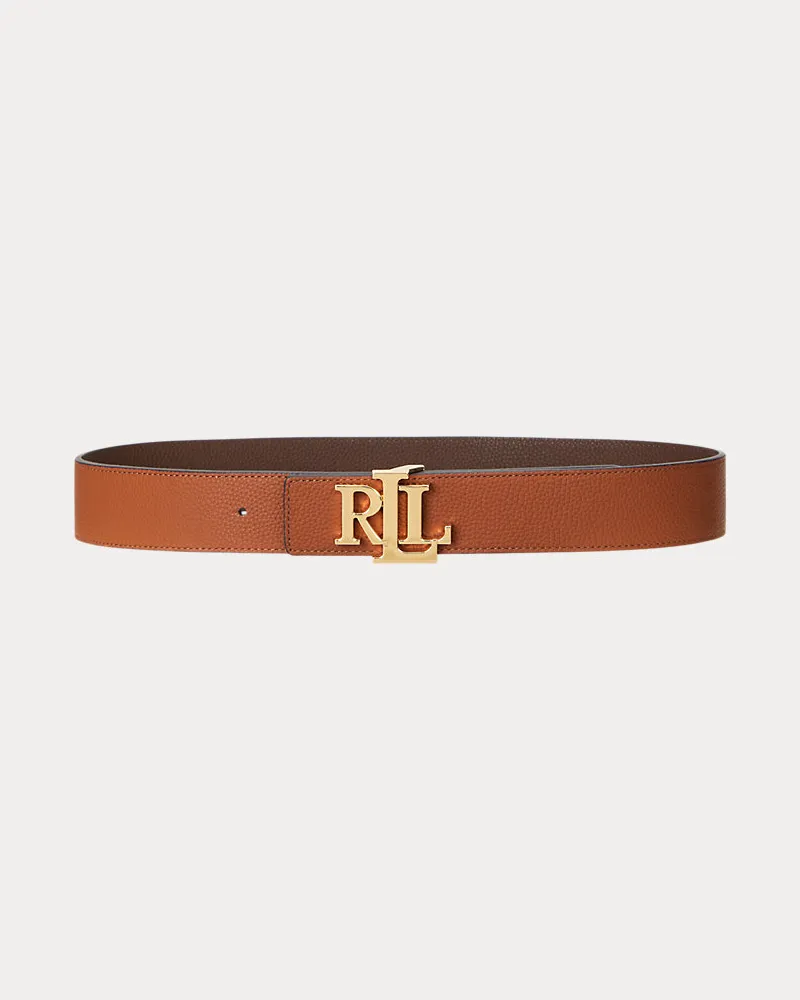 Ralph Lauren Breiter Wendegürtel aus Narbenleder Brown