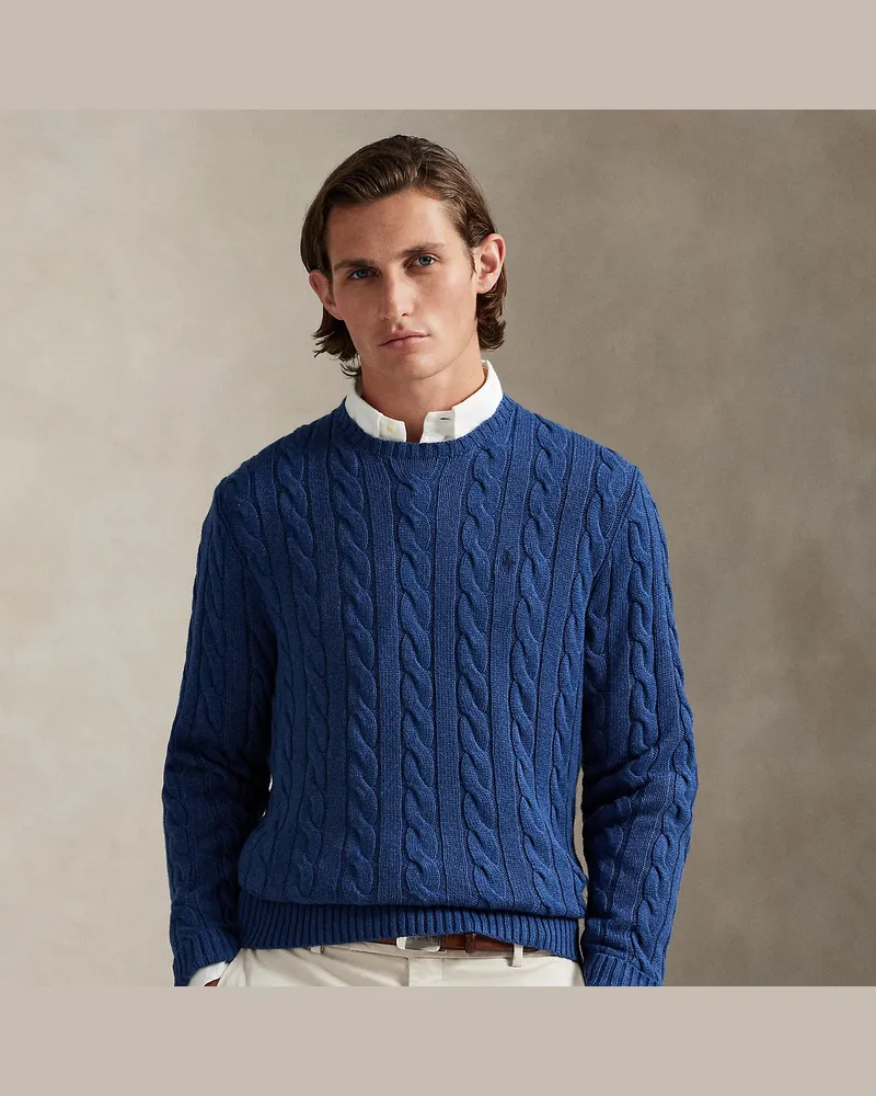 Ralph Lauren Baumwollpullover mit Zopfmuster Blue