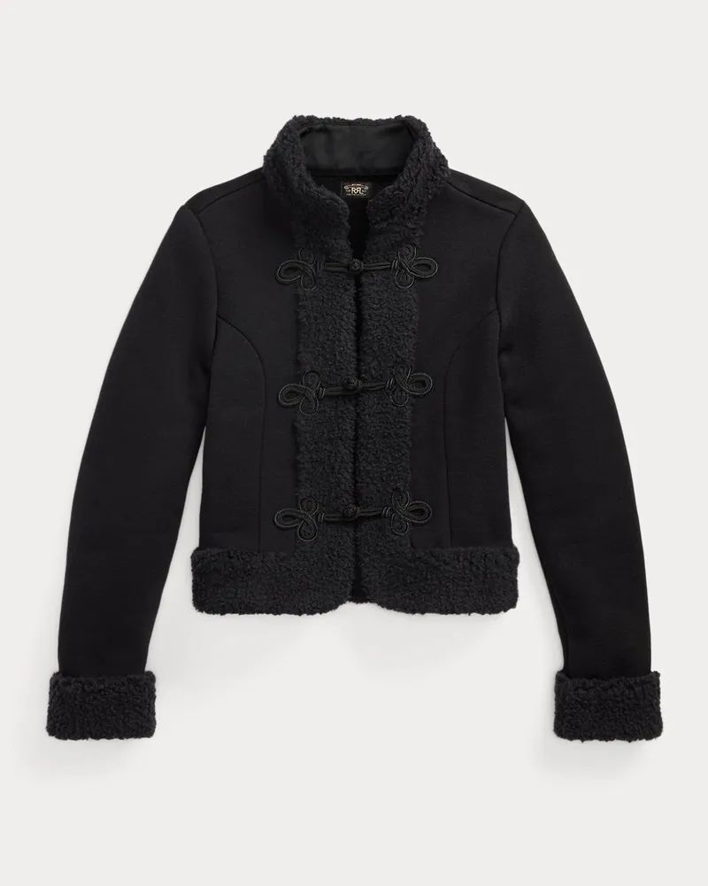 Ralph Lauren Strickwolljacke mit Kunstlammfellbesatz Black