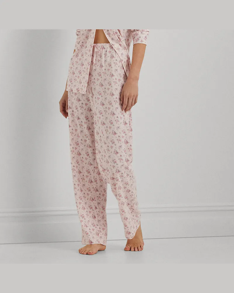 Ralph Lauren Geblümter Jersey-Pyjama mit Baumwolle Pink