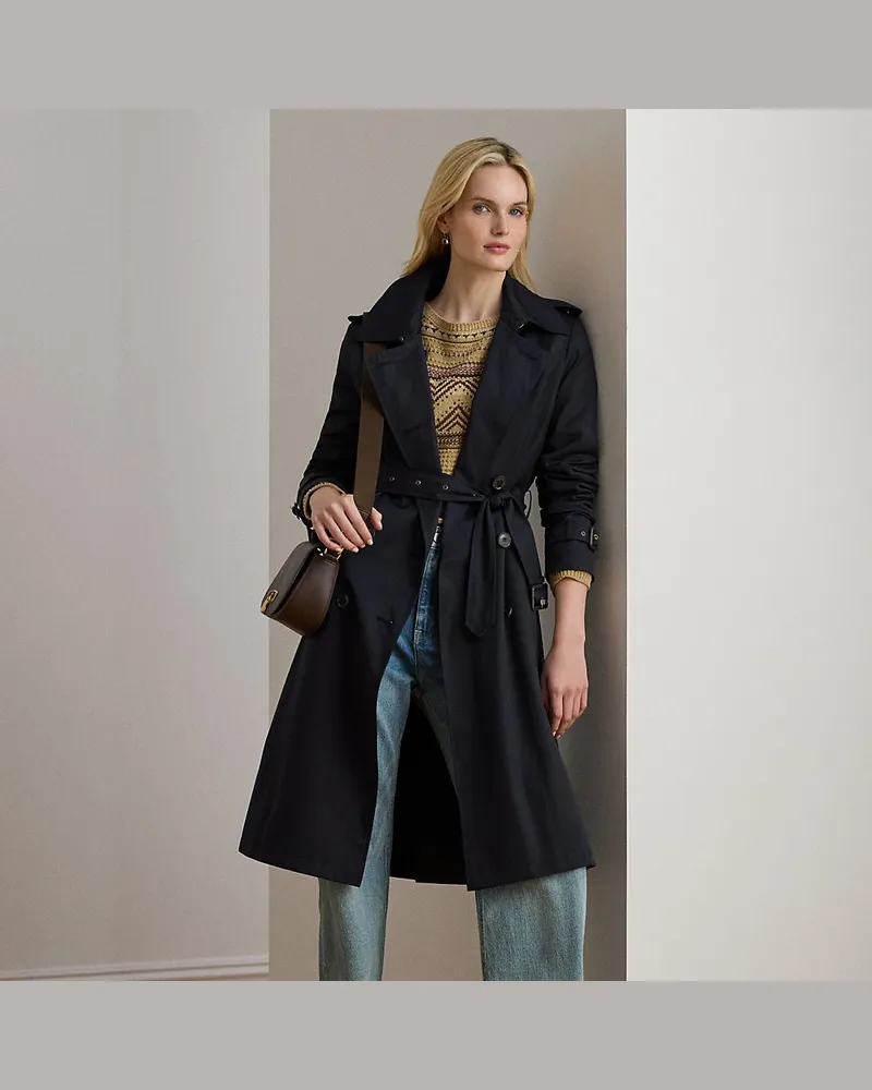 Ralph Lauren Kurzgrößen - Zweireihiger Trenchcoat mit Gürtel Blue