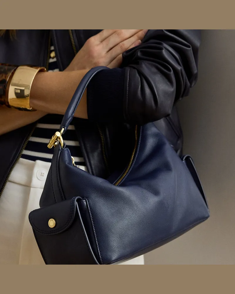 Ralph Lauren Kleine Nappaleder-Schultertasche Blaike Blue