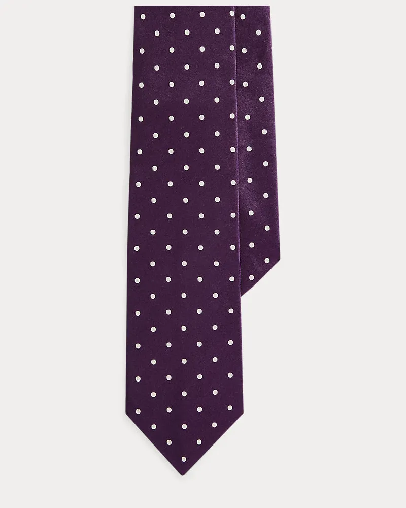 Ralph Lauren Seidensatin-Krawatte mit Punkten Purple
