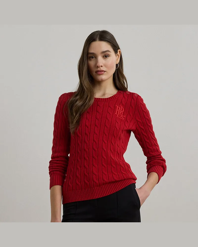 Ralph Lauren Baumwollpullover mit Zopfmuster Red