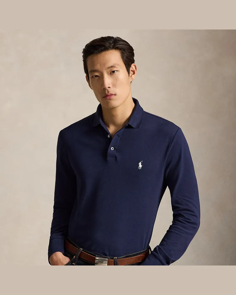Ralph Lauren Custom-Slim-Fit Piqué-Poloshirt Blue