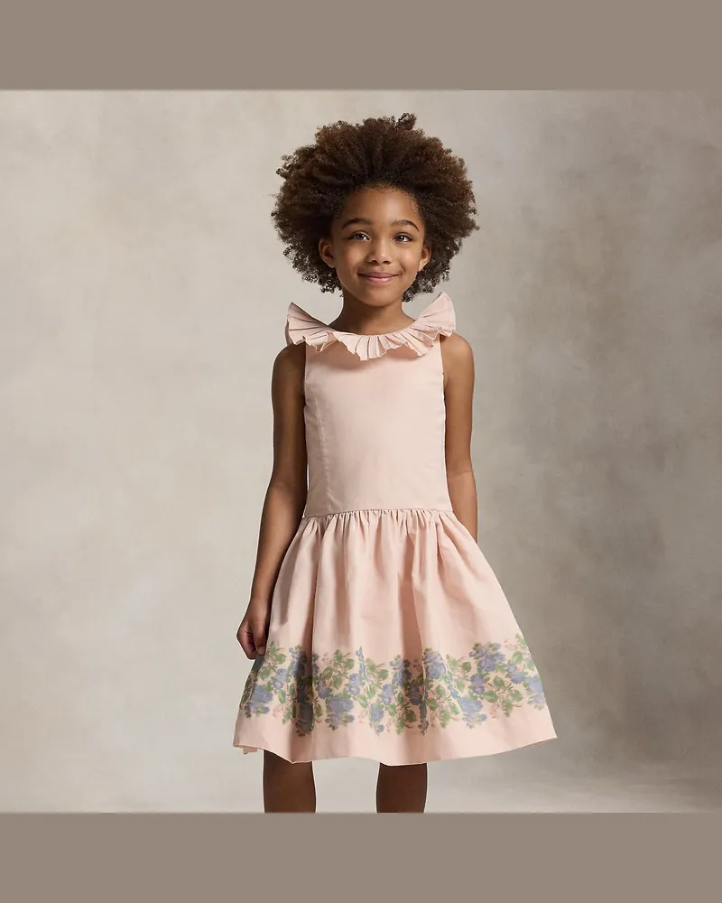 Ralph Lauren Ärmelloses Faille-Kleid mit Blumenmuster Pink