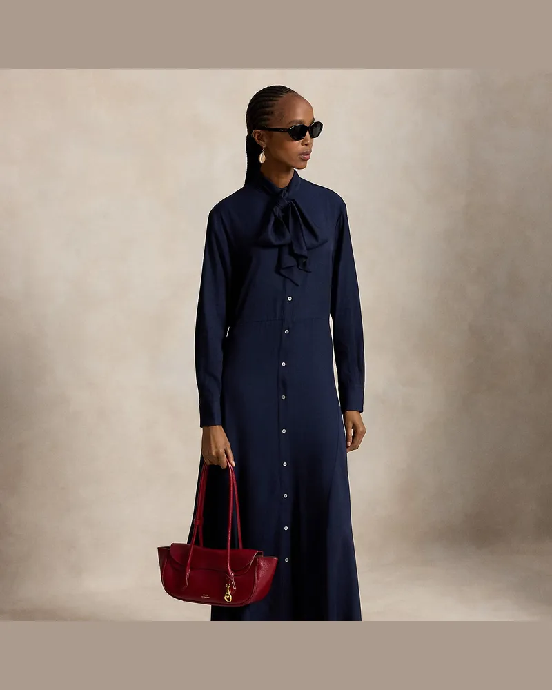 Ralph Lauren Twill-Hemdkleid mit Bindedetail Blue