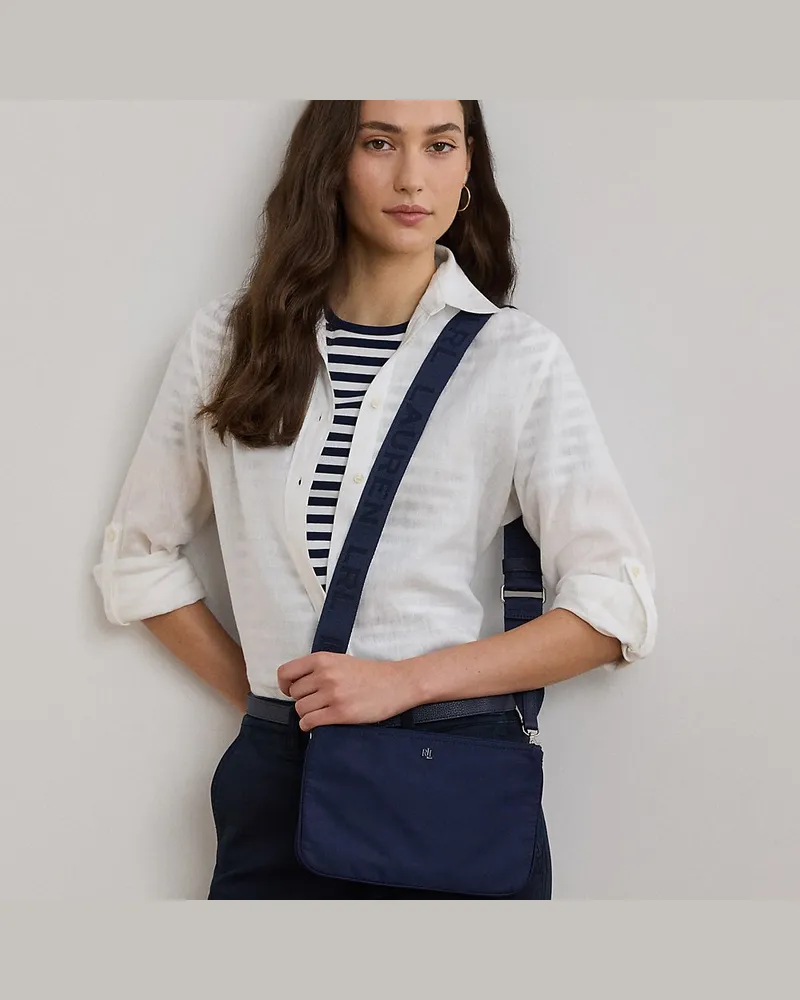 Ralph Lauren Mittelgroße Nylon-Umhängetasche Landyn Blue