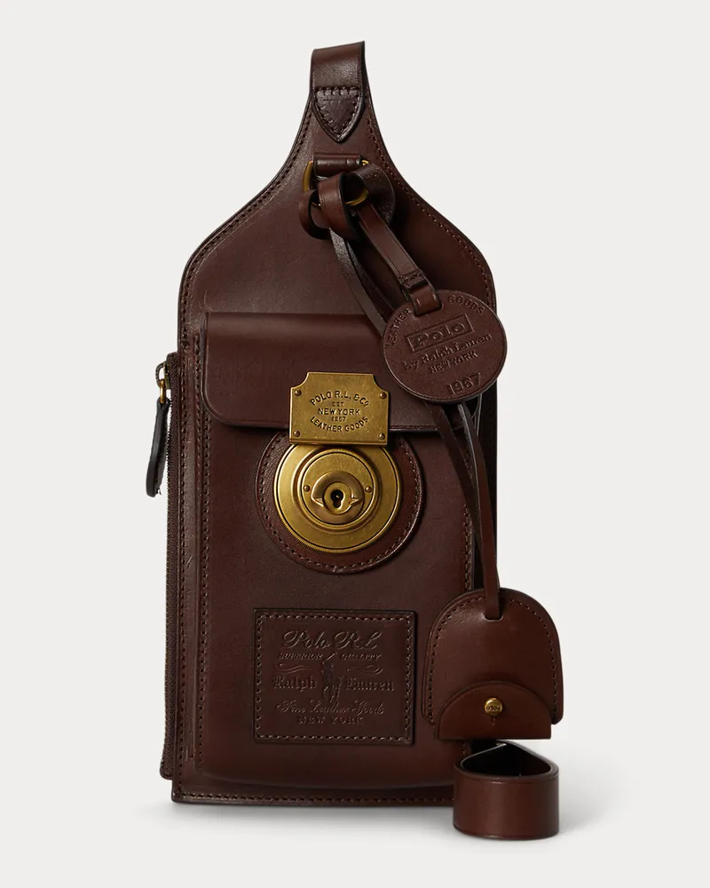 Ralph Lauren Schultertasche Heritage Lock aus Leder Brown