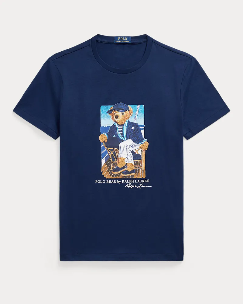 Ralph Lauren Custom-Slim-Fit T-Shirt mit Polo Bear Blue