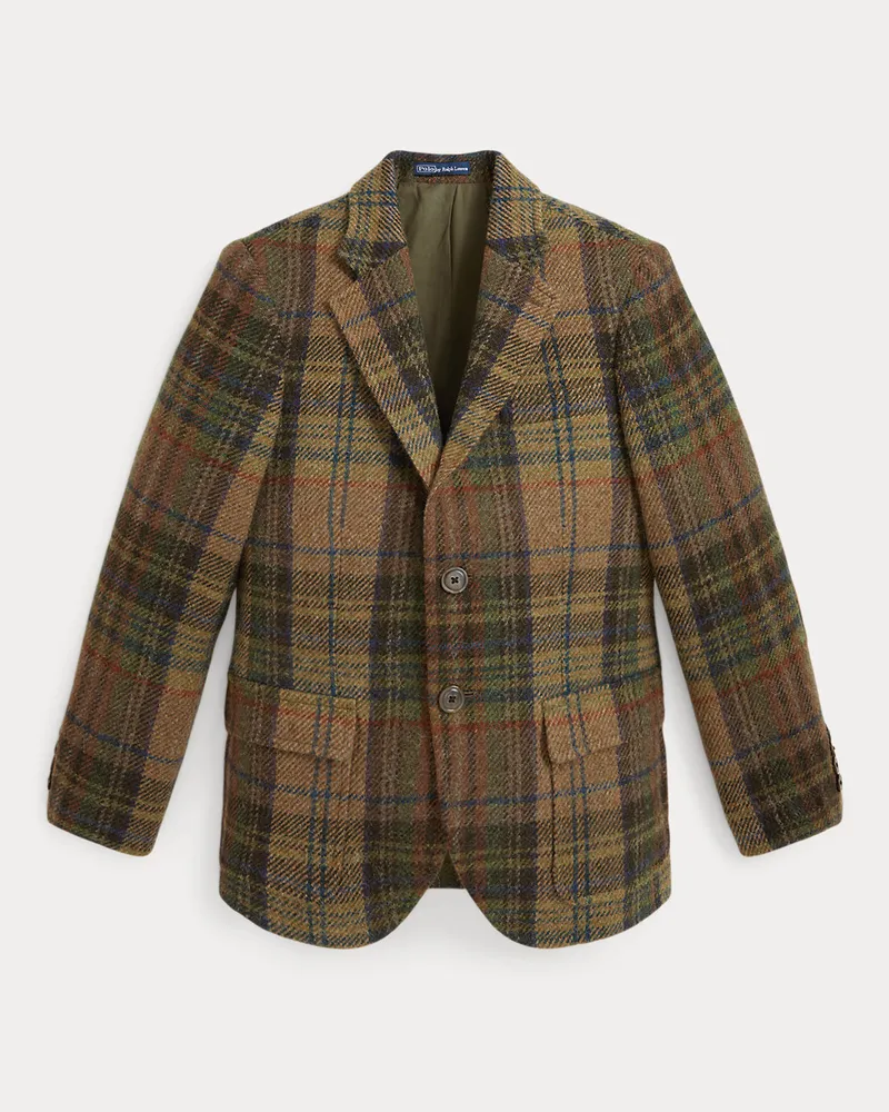 Ralph Lauren Kariertes Polo-Wollsakko mit Wildleder Multi