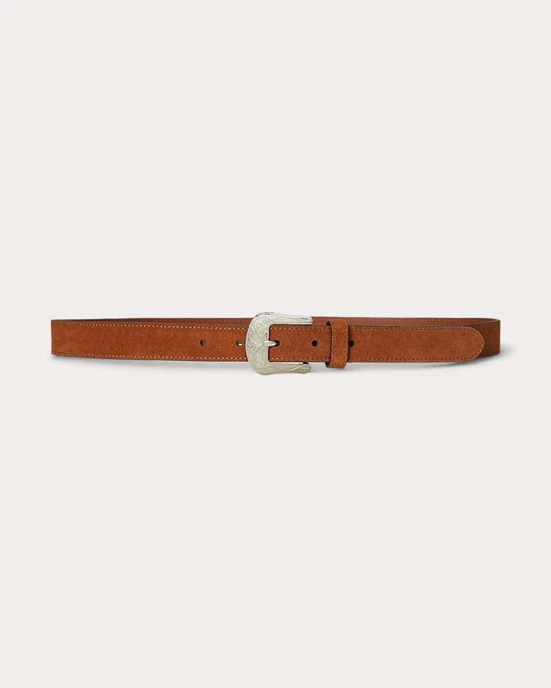 Ralph Lauren Ledergürtel mit geprägter Schnalle Brown