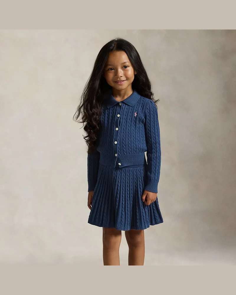 Ralph Lauren Set aus Polo-Strickjacke und Rock Blue