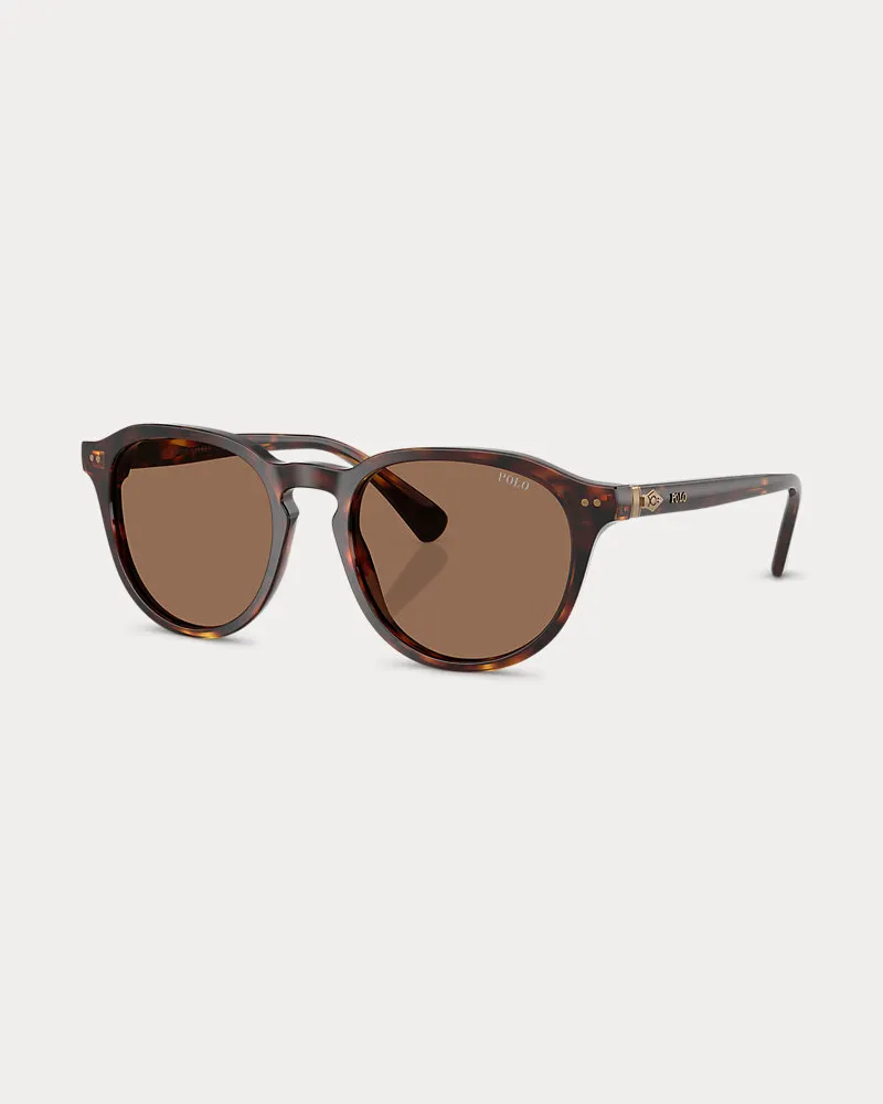 Ralph Lauren Traditionelle runde Sonnenbrille Brown