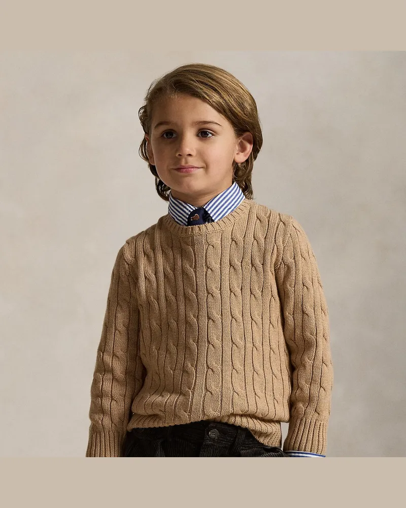 Ralph Lauren Baumwollpullover mit Zopfmuster Tan