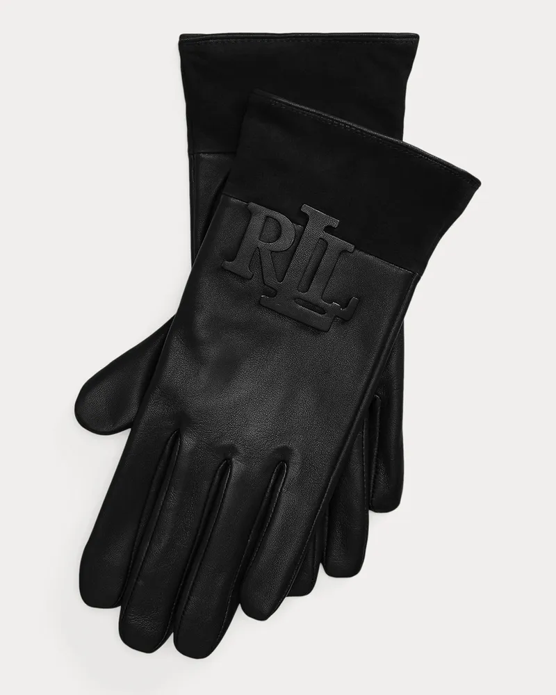 Ralph Lauren Schafleder-Funktionshandschuhe mit Logo Black