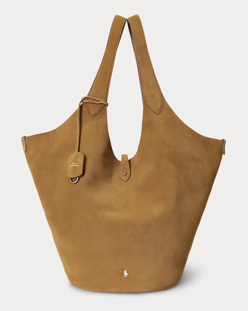 Ralph Lauren Große Wildleder-Tragetasche Polo Play Brown