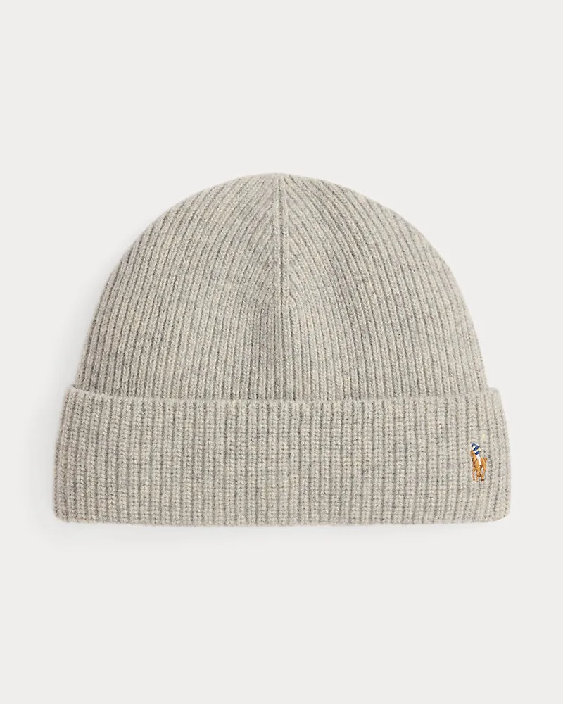 Ralph Lauren Wollmütze mit charakteristischem Pony Grey