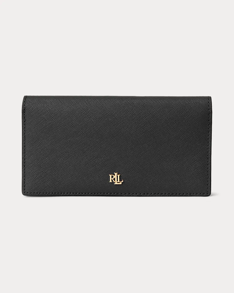 Ralph Lauren Schmale Brieftasche aus Schraffurleder Black