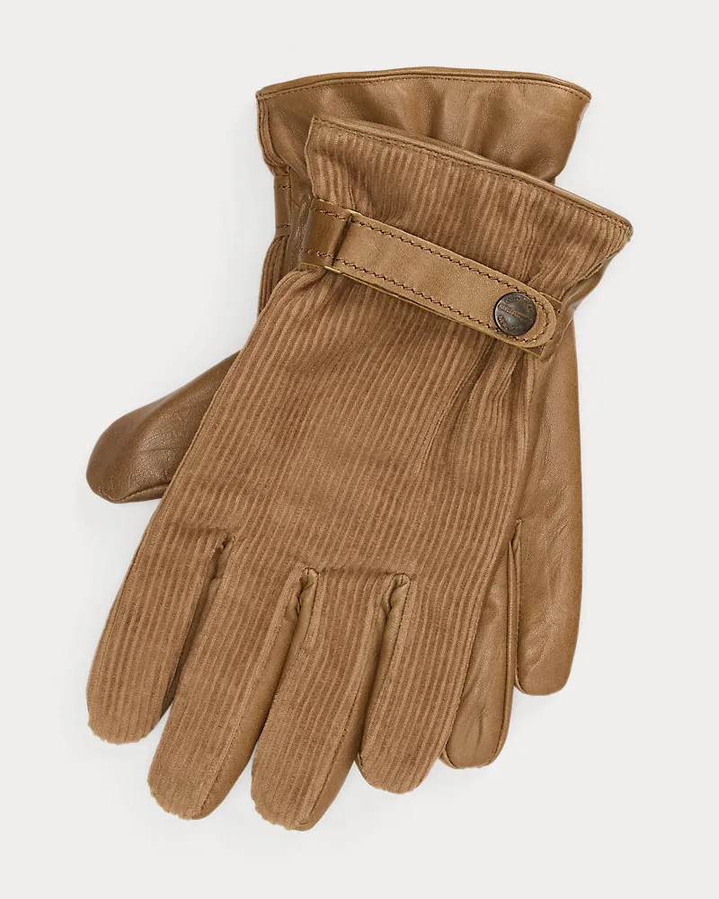 Ralph Lauren Isolierte Kordsamt-Schafleder-Handschuhe Brown