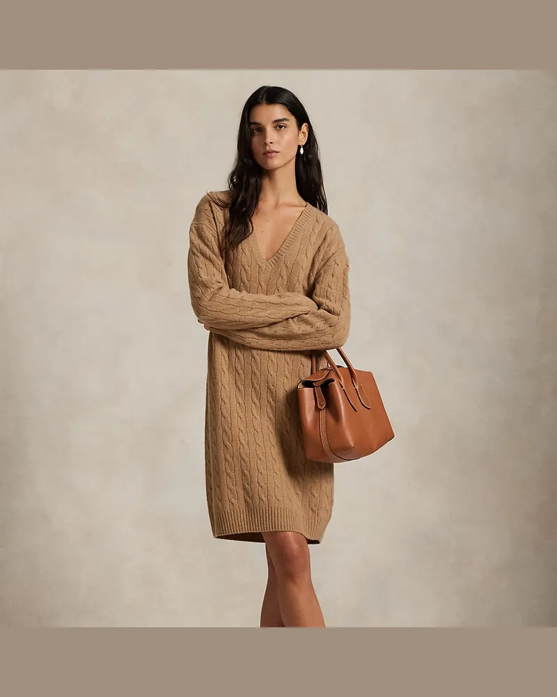 Ralph Lauren Pulloverkleid mit Zopfmuster Tan