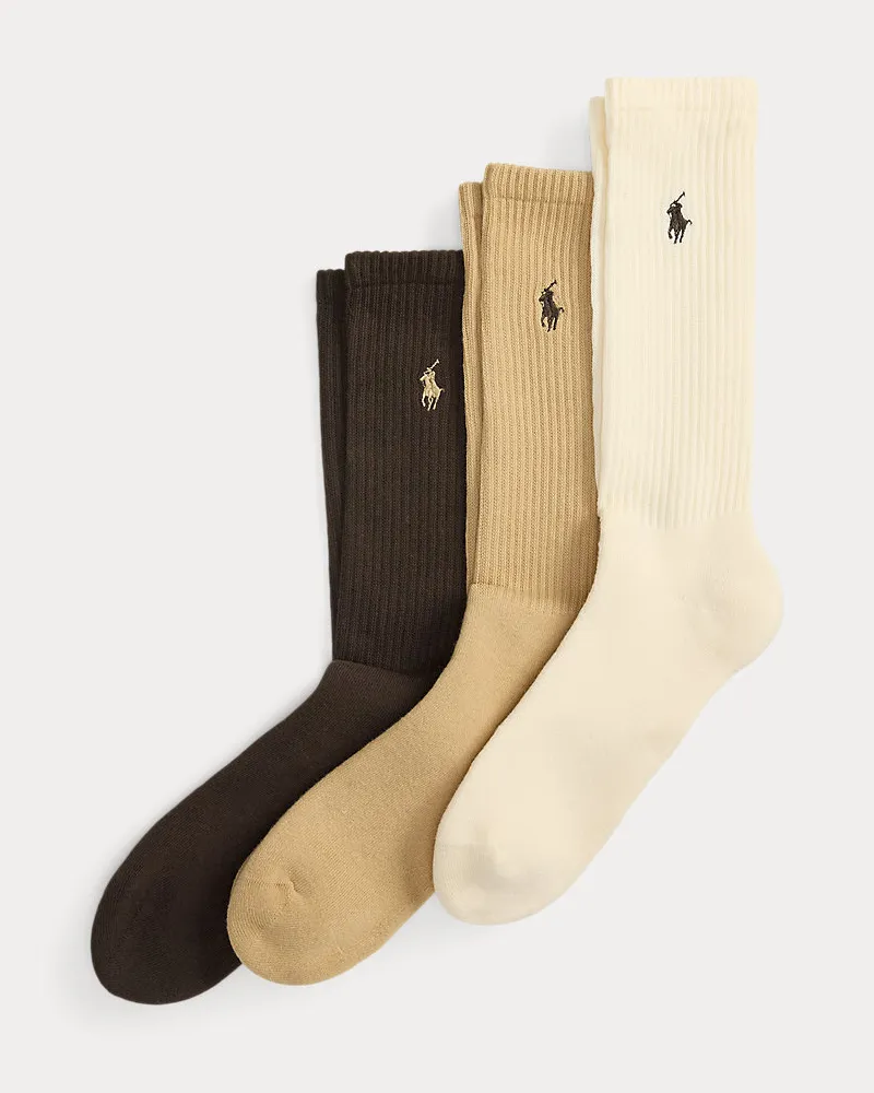 Ralph Lauren 3er-Pack Crew-Socken Tan
