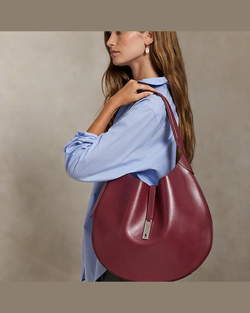 Ralph Lauren Große Schultertasche Polo ID aus Kalbsleder Red
