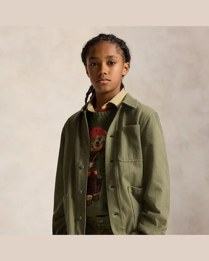 Ralph Lauren Strick-Utility-Jacke mit Fischgratmuster Green