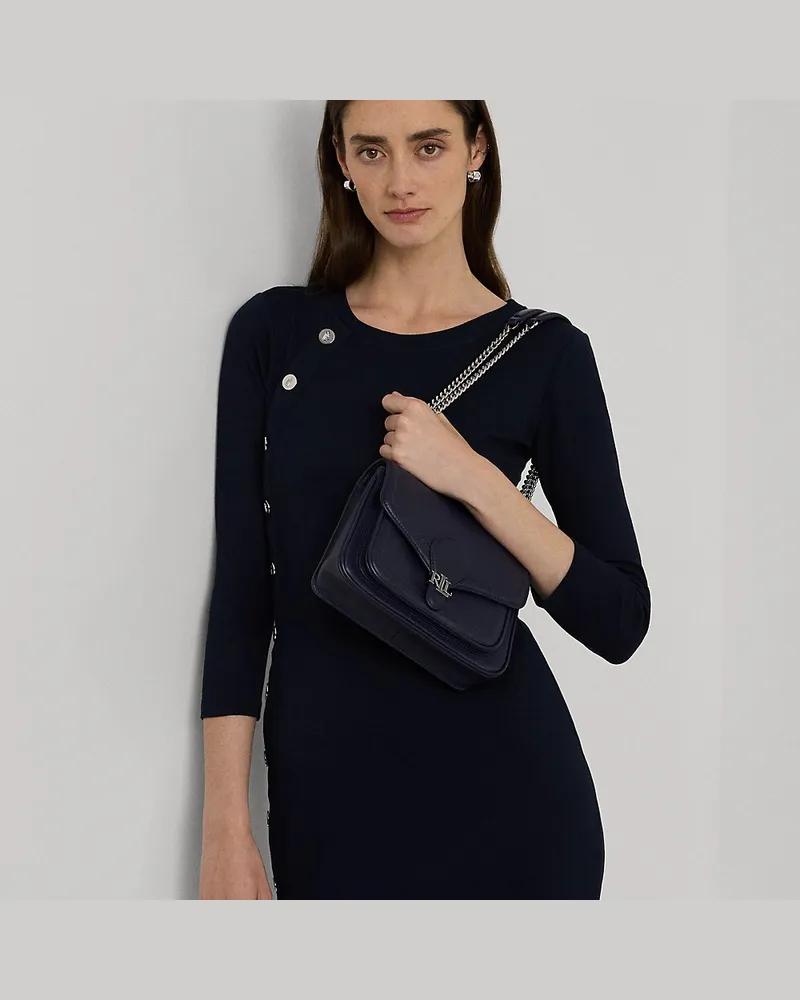Ralph Lauren Kleine wandelbare Ledertasche Bradley Blue