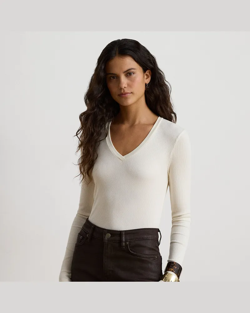 Ralph Lauren Langarmoberteil im Rippenstrick Cream