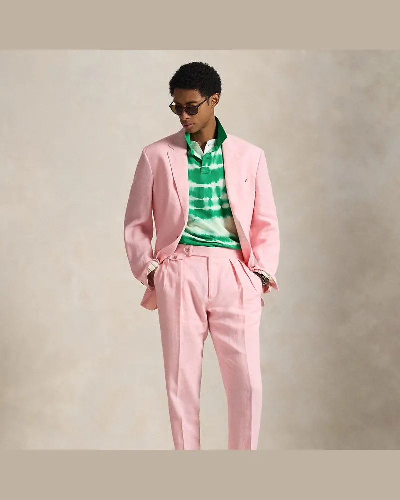 Ralph Lauren Anzughose aus Leinen mit Falten Pink