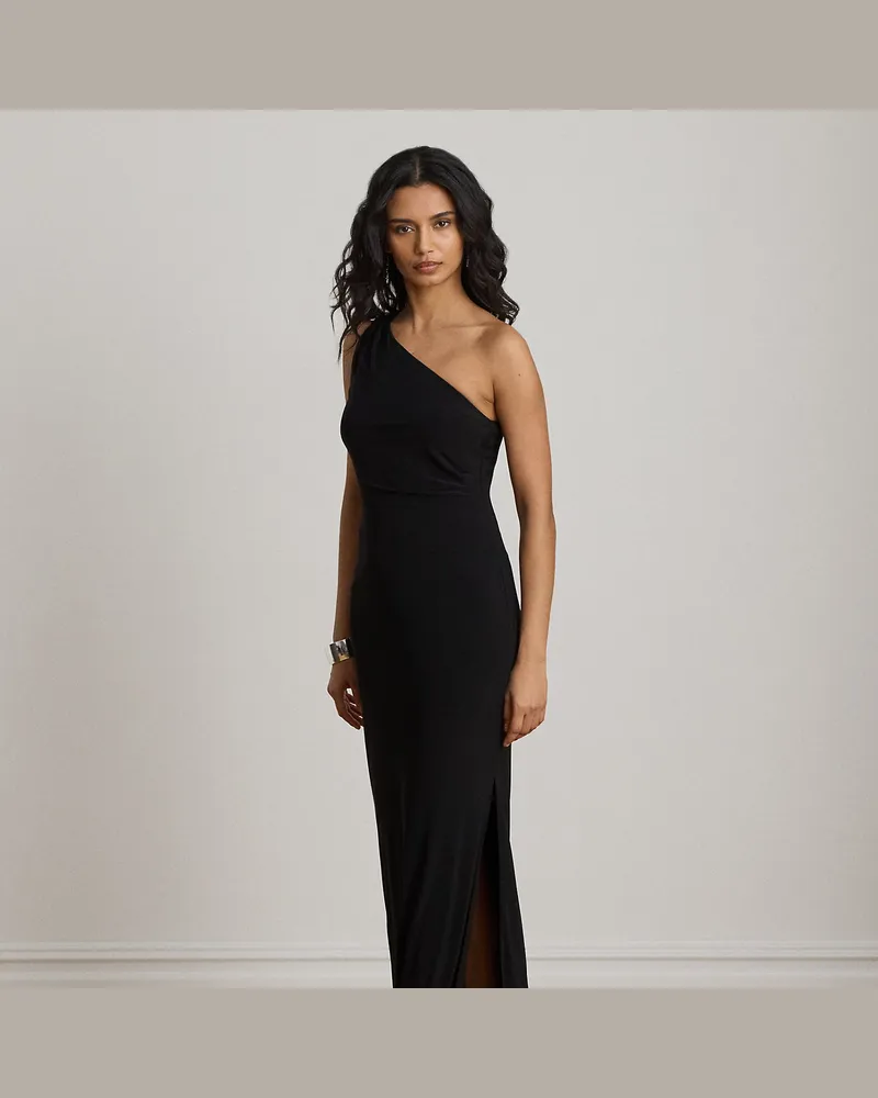 Ralph Lauren Einschultriges Stretchjersey-Abendkleid Black
