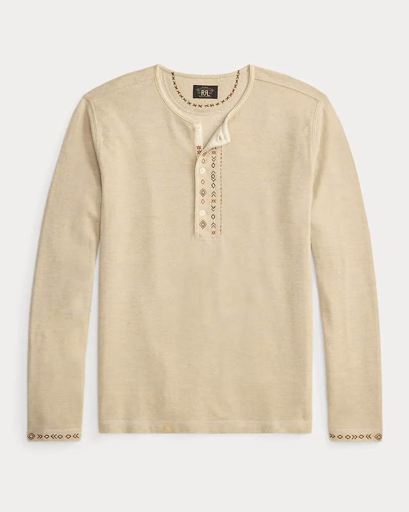 Ralph Lauren Henley aus besticktem Jersey Cream