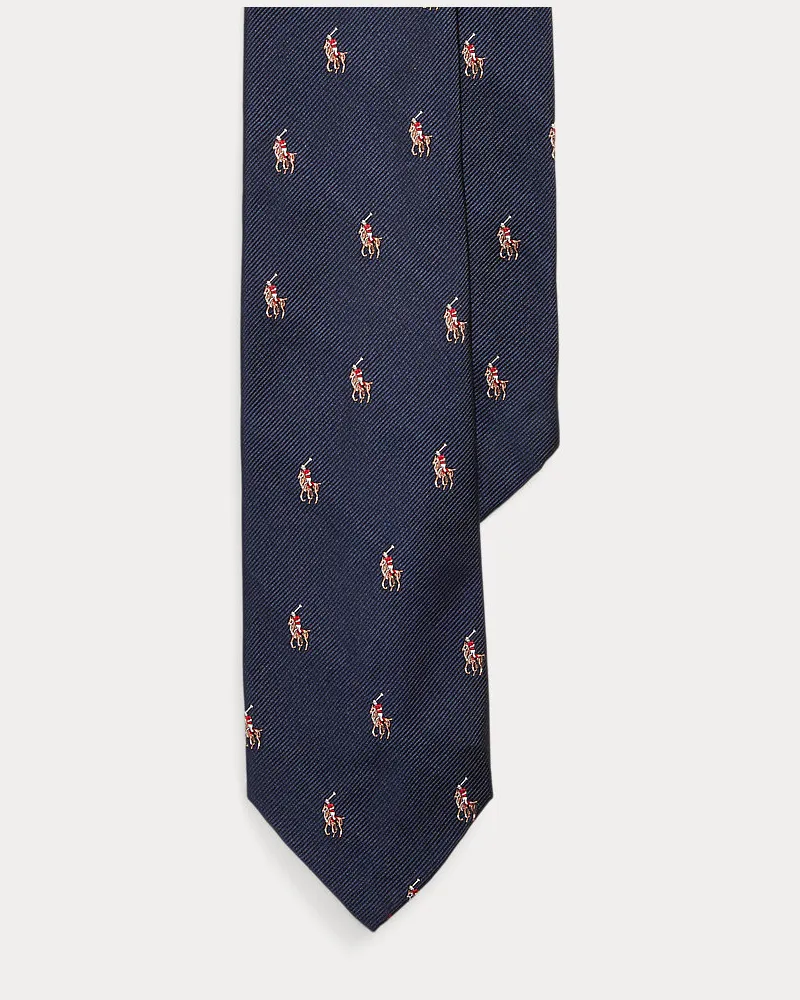 Ralph Lauren Krawatte aus Seidenrips mit Polo Pony Blue