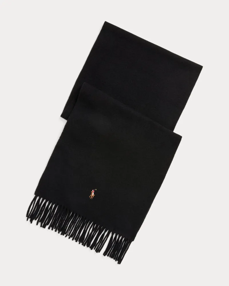 Ralph Lauren Fransenschal aus Schurwolle Black