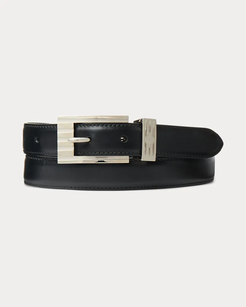 Ralph Lauren Ledergürtel mit gerillter Schnalle Black
