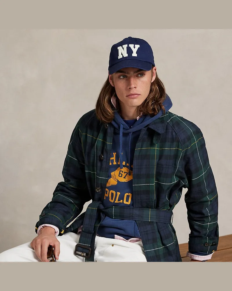 Ralph Lauren Karierter Balmacaan aus gewachstem Twill Blue