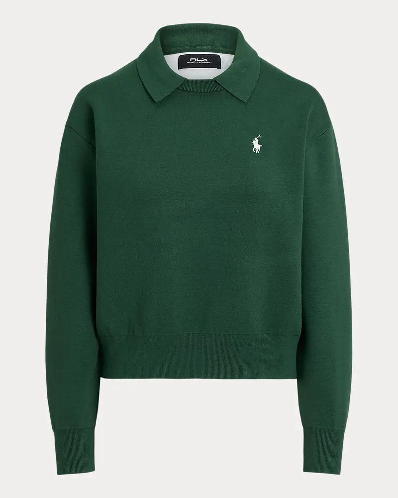 Ralph Lauren Logo-Pullover mit Polokragen Green
