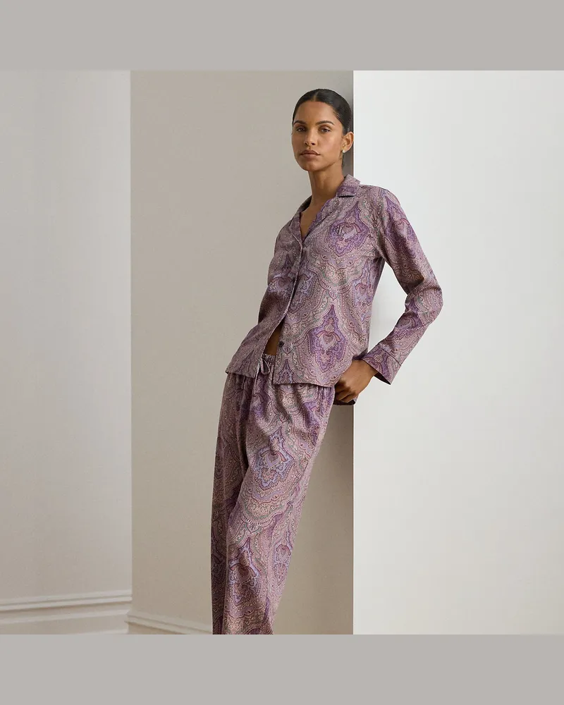 Ralph Lauren Pyjama aus Atlas mit Paisley-Motiv Purple