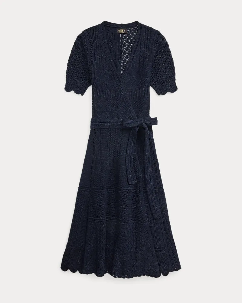 Ralph Lauren Jacquard-Wickelkleid mit Lochmuster Blue