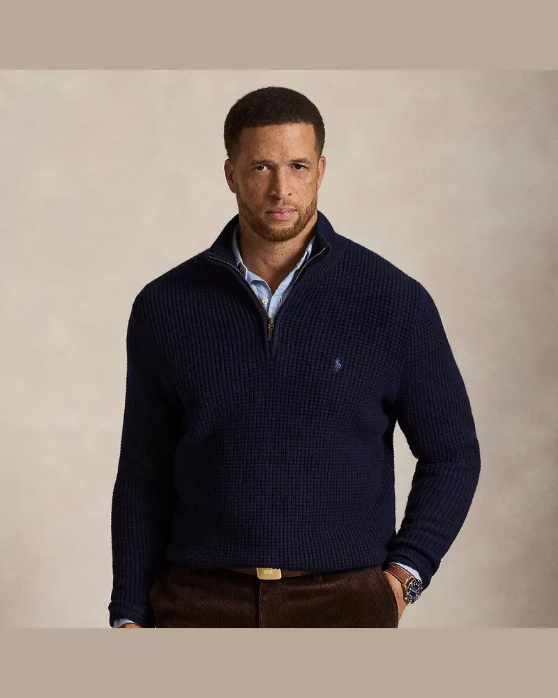 Ralph Lauren Große Größen - Woll-Baumwollpullover aus Waffelpiqué Blue
