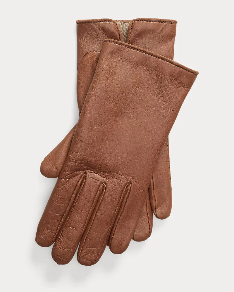 Ralph Lauren Lammlederhandschuhe mit Kaschmirfutter Brown