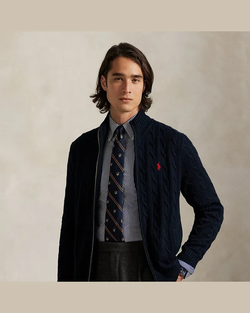 Ralph Lauren Baumwolljacke mit Zopfmuster Blue