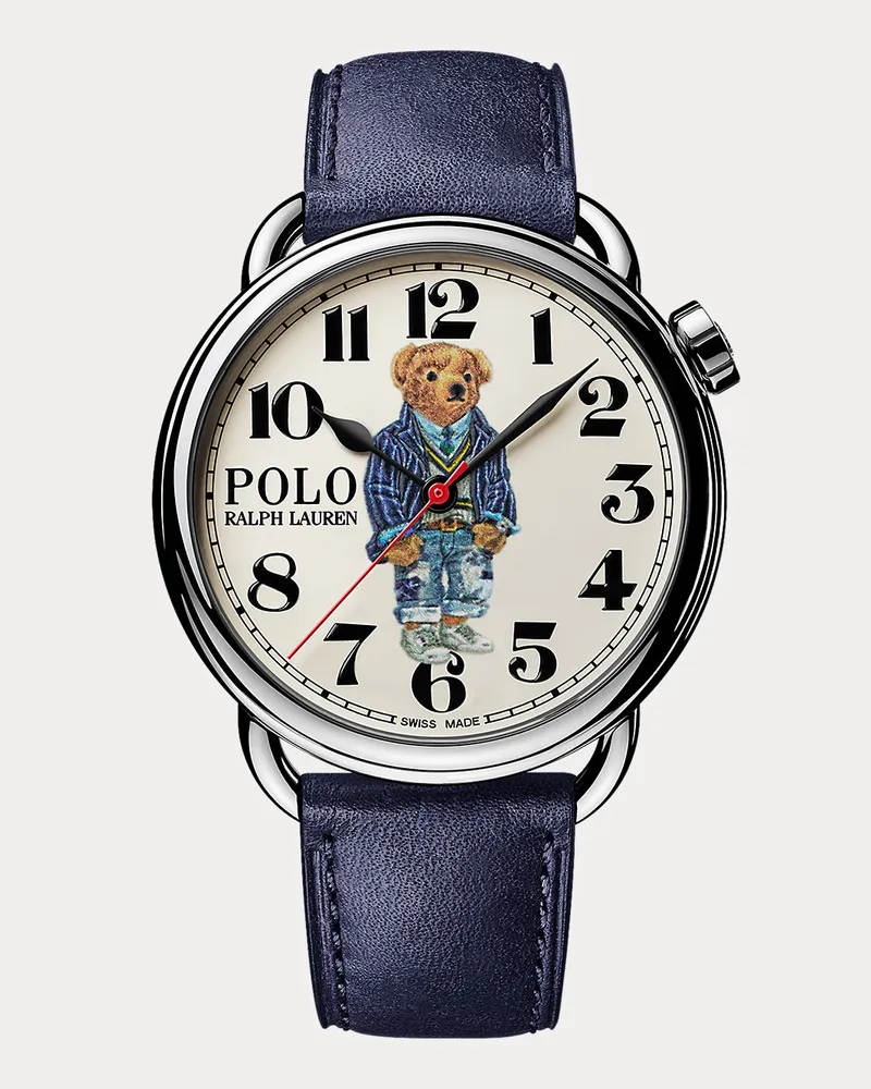 Ralph Lauren Stahl-Armbanduhr in Weiß mit Polo Bear White