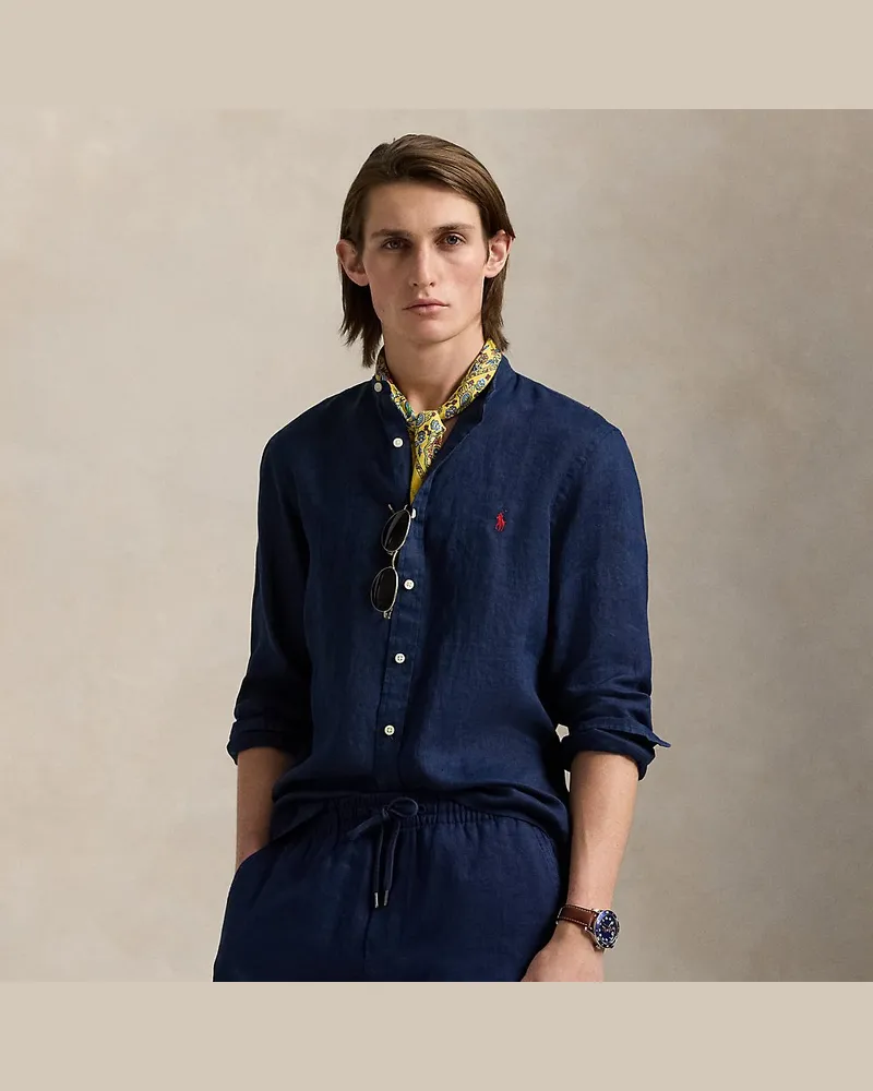 Ralph Lauren Slim-Fit Leinenhemd Blue