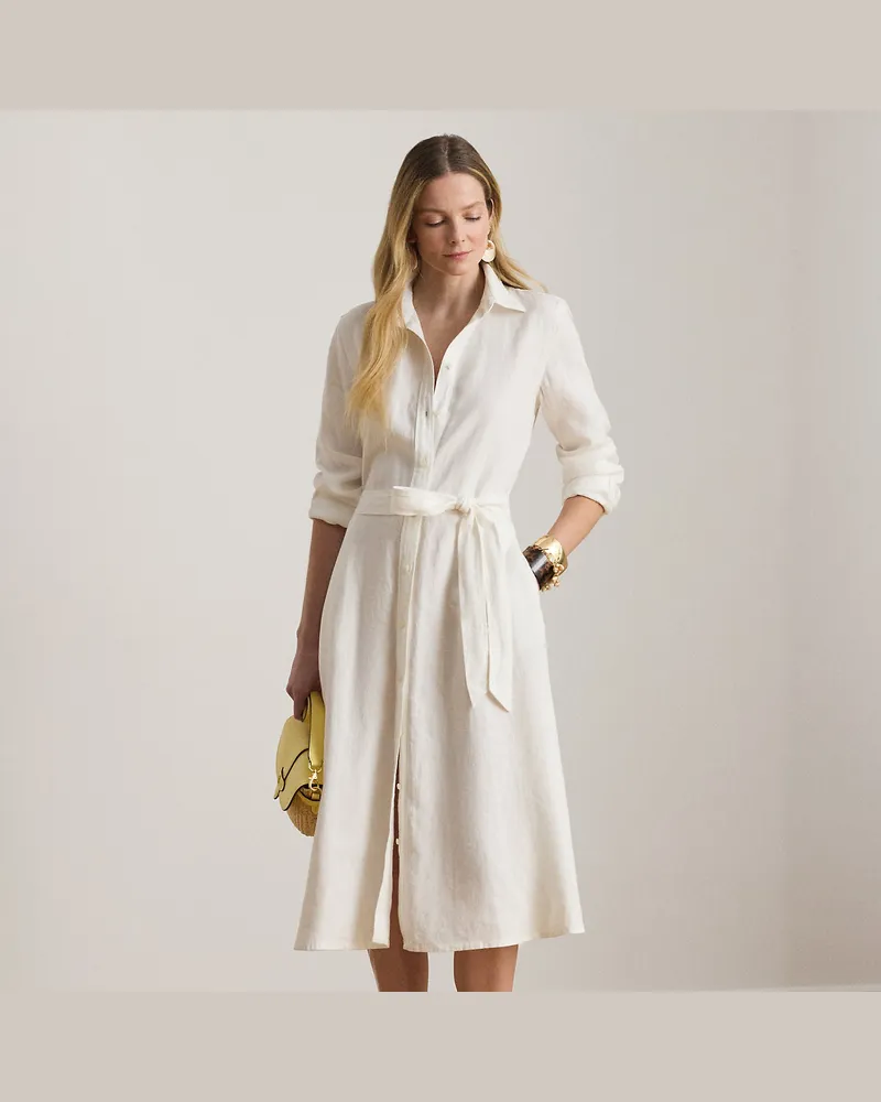 Ralph Lauren Hemdkleid aus Leinen mit Gürtel White