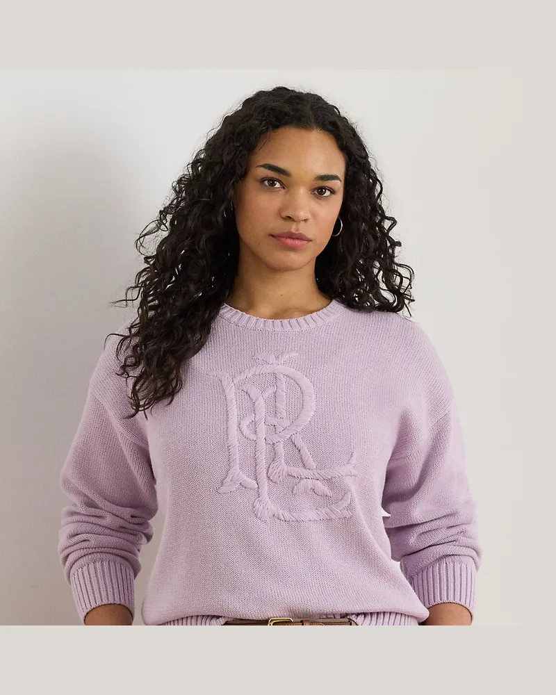 Ralph Lauren Plus Größen - Baumwollpullover mit gesticktem Logo Purple