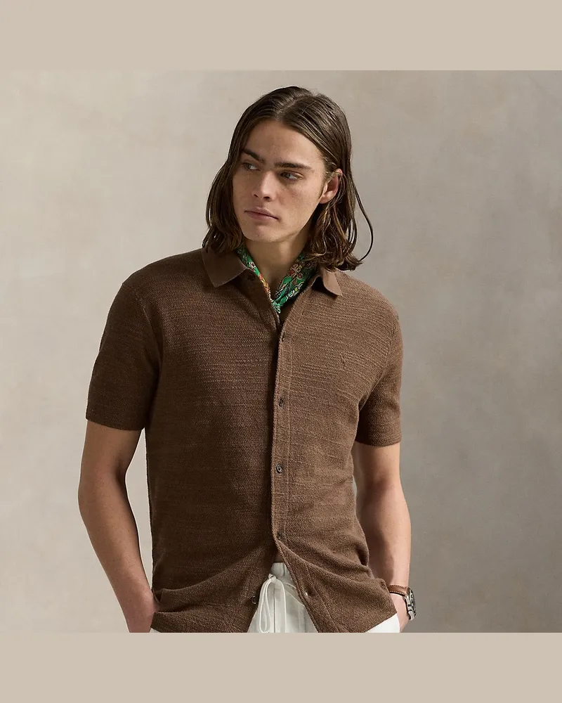 Ralph Lauren Strukturierter Hemdpullover mit Leinen Multi