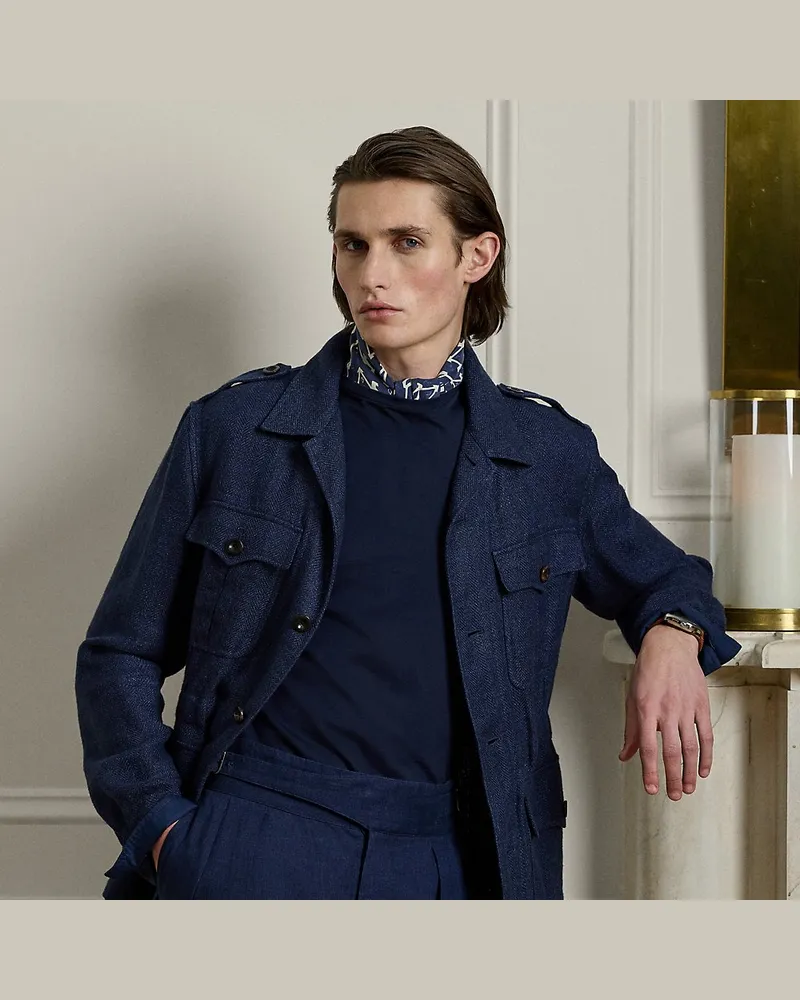 Ralph Lauren Handgeschneiderte Jacke mit Leinen Blue