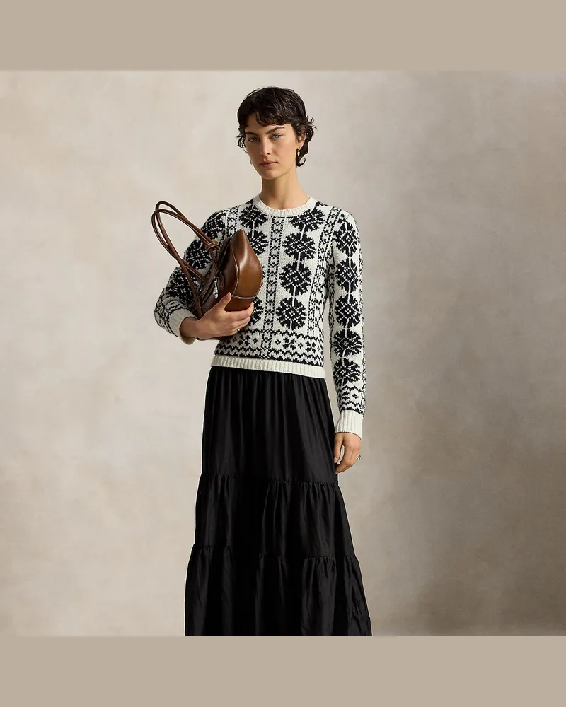 Ralph Lauren Strickkleid mit Stufenrock aus Seide Black